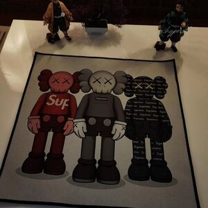 Supreme KAWS Character Rug in Red, Gray, and Black